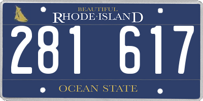 RI license plate 281617