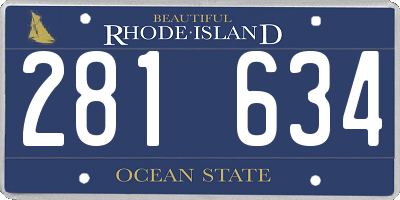 RI license plate 281634