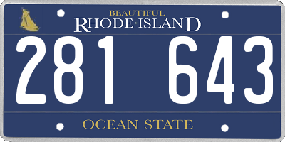 RI license plate 281643