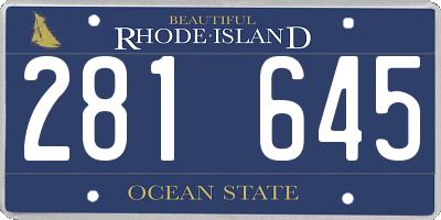 RI license plate 281645