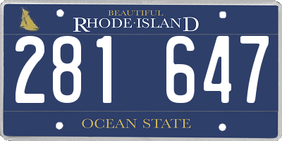 RI license plate 281647