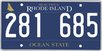 RI license plate 281685