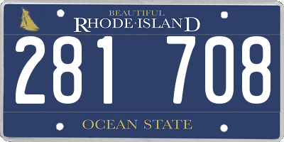 RI license plate 281708