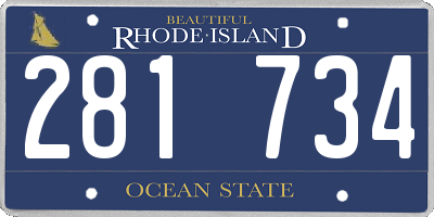 RI license plate 281734
