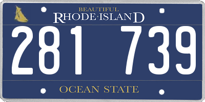RI license plate 281739