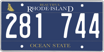 RI license plate 281744