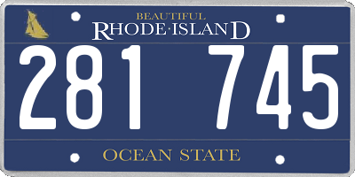 RI license plate 281745