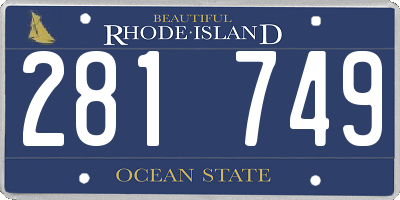 RI license plate 281749