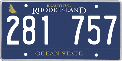 RI license plate 281757