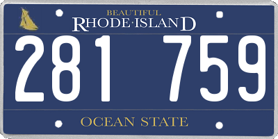 RI license plate 281759