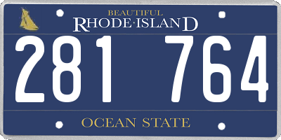 RI license plate 281764