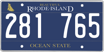 RI license plate 281765