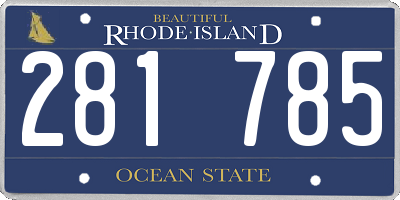 RI license plate 281785