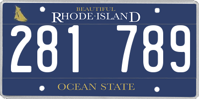 RI license plate 281789