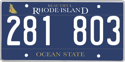 RI license plate 281803