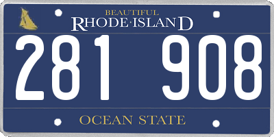 RI license plate 281908