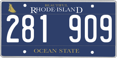 RI license plate 281909