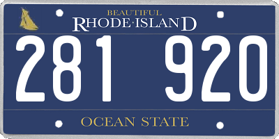 RI license plate 281920