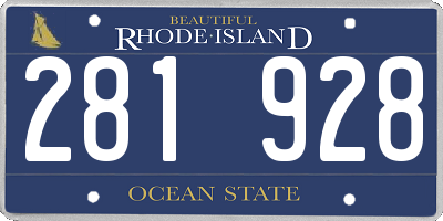 RI license plate 281928