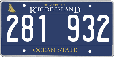 RI license plate 281932