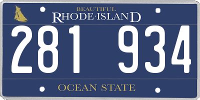 RI license plate 281934