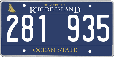 RI license plate 281935