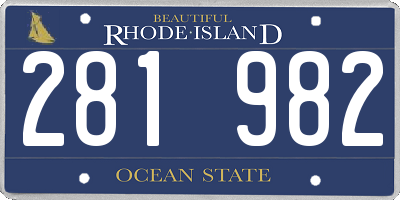 RI license plate 281982