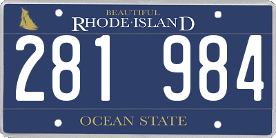 RI license plate 281984
