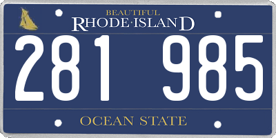 RI license plate 281985