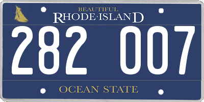 RI license plate 282007