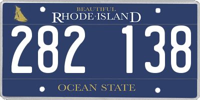 RI license plate 282138