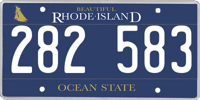 RI license plate 282583