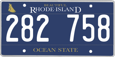 RI license plate 282758