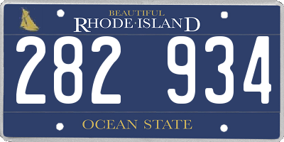 RI license plate 282934