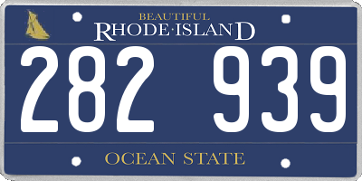 RI license plate 282939