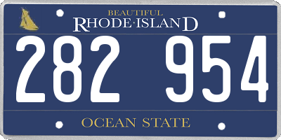 RI license plate 282954