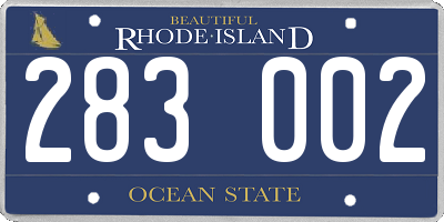 RI license plate 283002