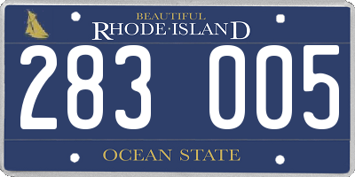 RI license plate 283005
