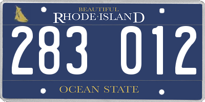 RI license plate 283012