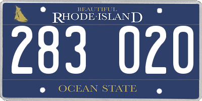 RI license plate 283020