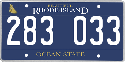 RI license plate 283033