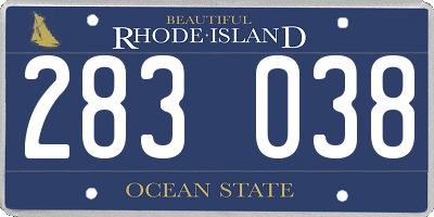 RI license plate 283038