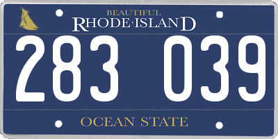 RI license plate 283039