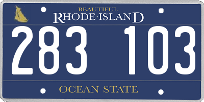 RI license plate 283103