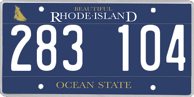 RI license plate 283104