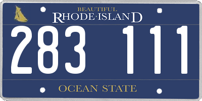 RI license plate 283111