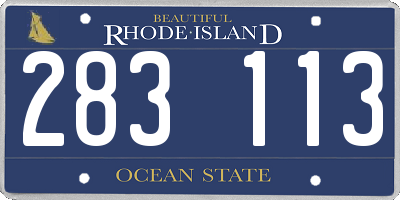 RI license plate 283113