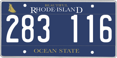 RI license plate 283116