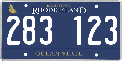 RI license plate 283123
