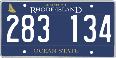 RI license plate 283134
